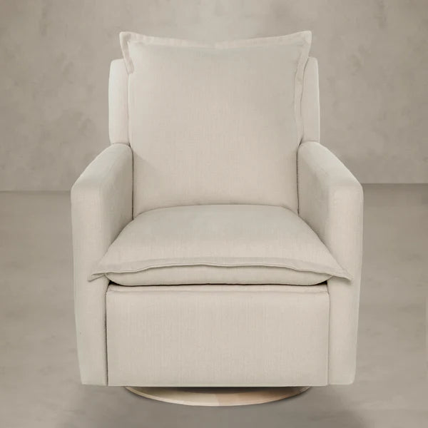 Cozy Gliding Swivel Nursery Recliner – Basket Sand Fabric 🌙☁️