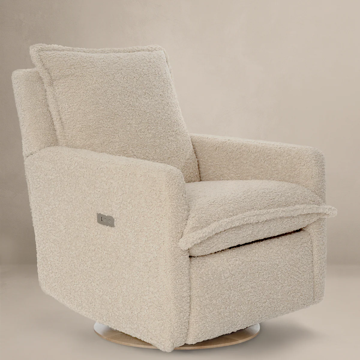 Gliding Swivel Nursery Recliner – Sheepskin Linen🌙🍼